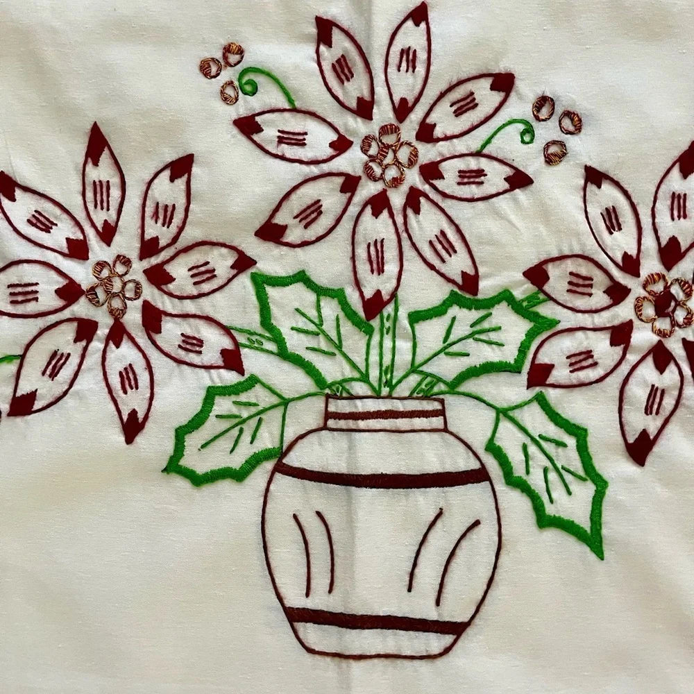 Festive Floral Embroidered Throw Pillows - Set of 2 18/25 Inches